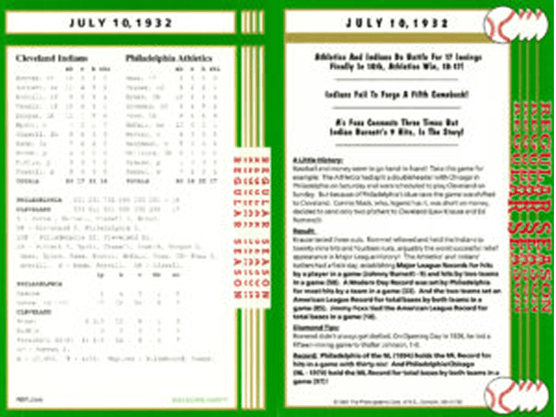 Baseball game statistics from July 10, 1932.