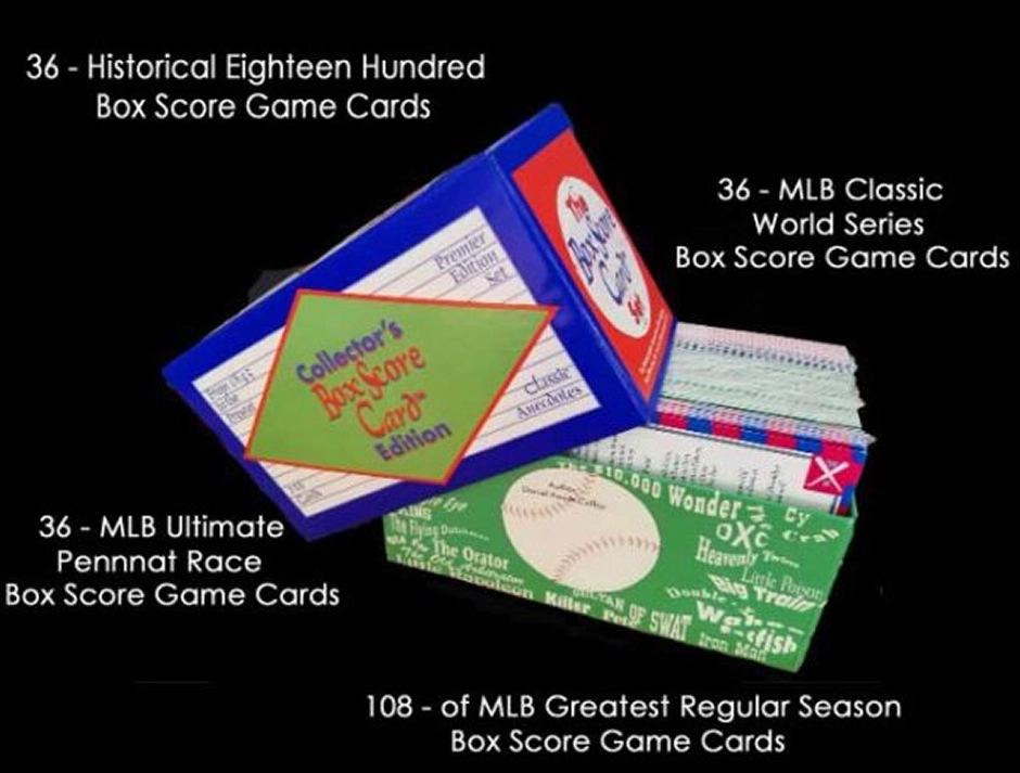 Vintage baseball score cards featuring MLB classics and greatest regular season games.