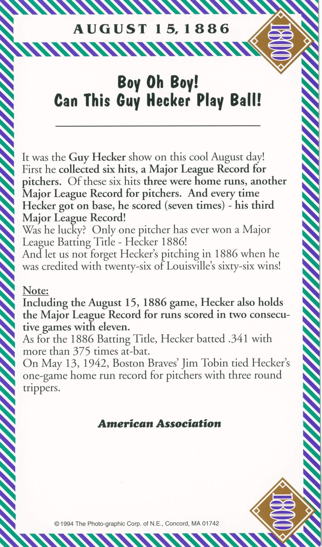 A historical baseball card featuring Cap Anson and the American Association.