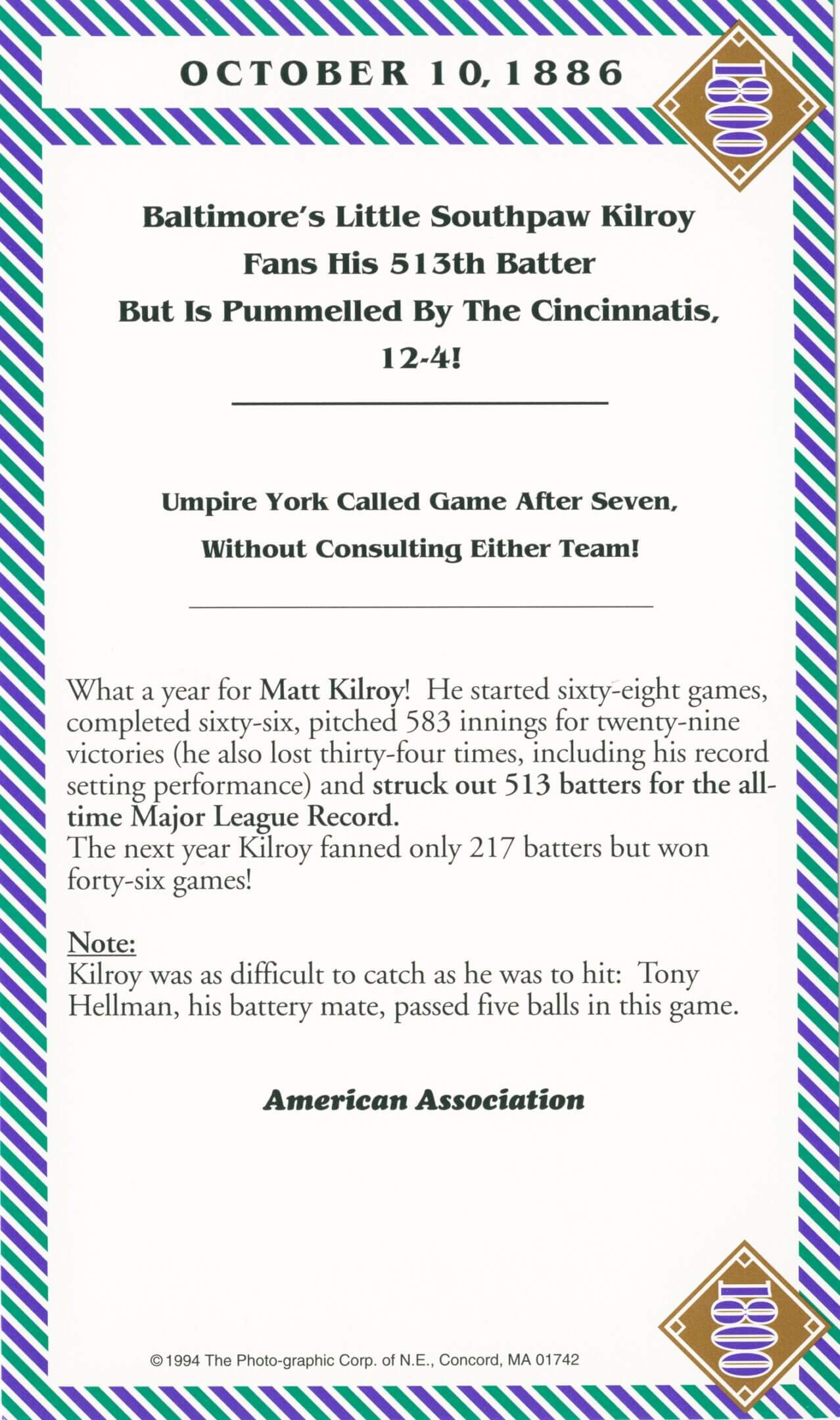 Newspaper clipping about a baseball game between Cincinnati and Boston.