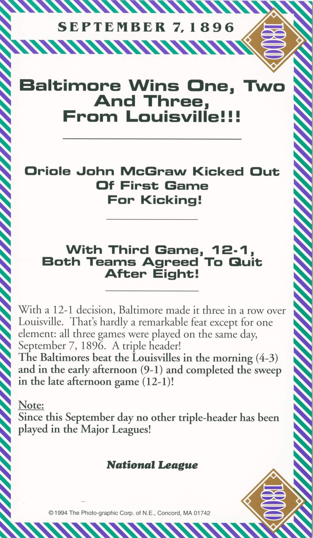 A newspaper clipping about a football game, mentioning John McGraw and a third quarter score.