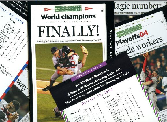 Newspaper headlines celebrate a World Series baseball championship victory.